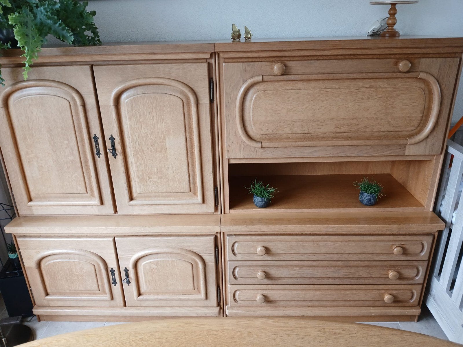 Blank eiken wandmeubel, Ophalen, Gebruikt, 100 tot 150 cm, Klassiek