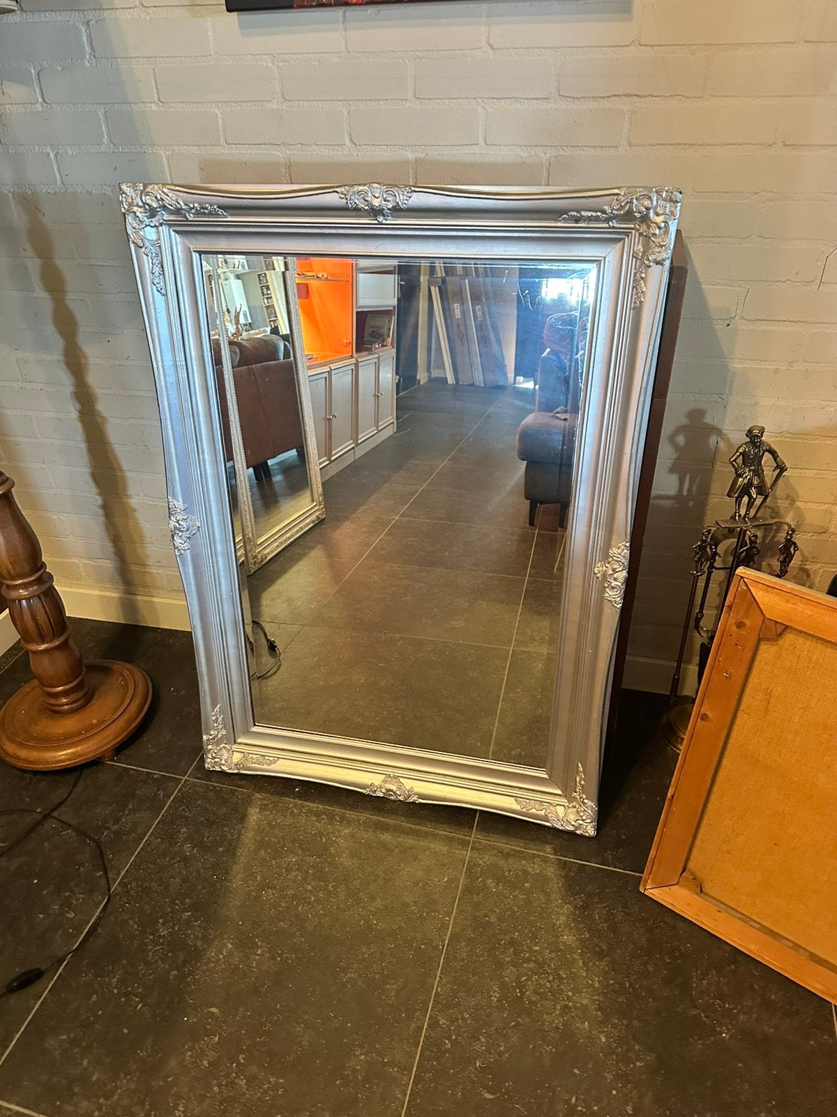 Grote zilver kleurige spiegel 80x110, Huis en Inrichting, Ophalen, Gebruikt, 100 tot 150 cm, 75 tot 100 cm