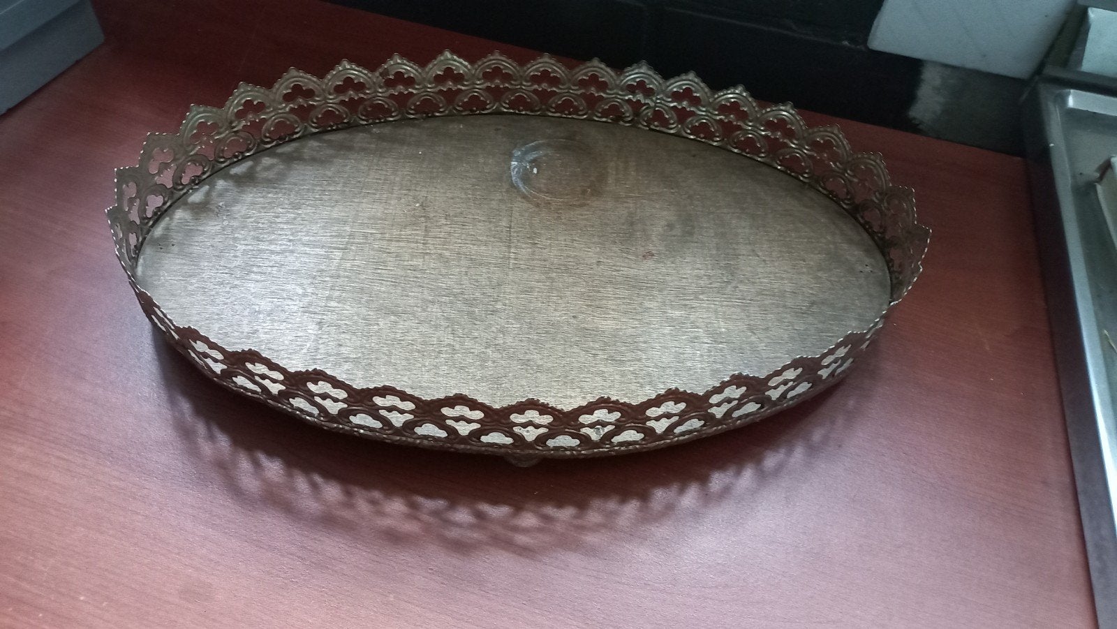 Decoratieve ovale dienblad met sierlijke rand, Ophalen of Verzenden