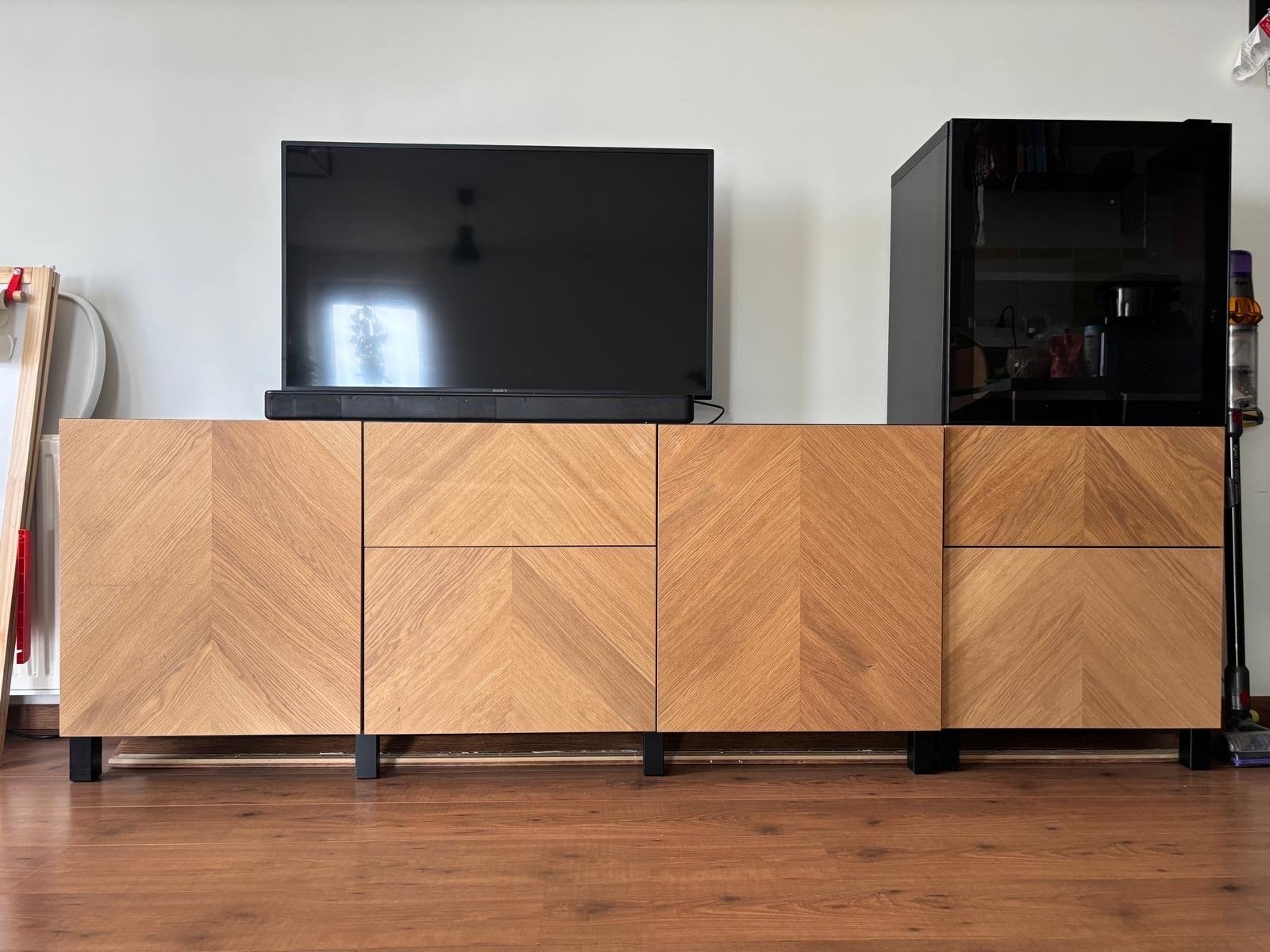 IKEA BESTÅ TV-meubel / Dressoir met HEDEVIKEN fronten, Ophalen, Gebruikt, 100 tot 150 cm, 200 cm of meer