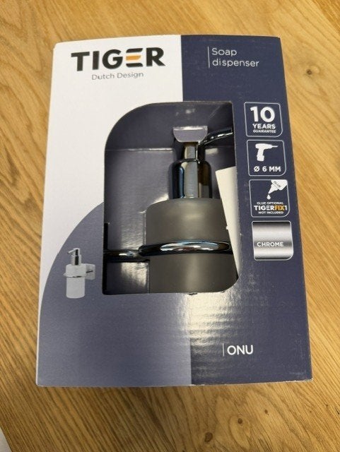 2 x Tiger ONU Zeepdispenser 180 ml – Chroom – Nieuw in doos, Ophalen, Nieuw, Wit, Glas