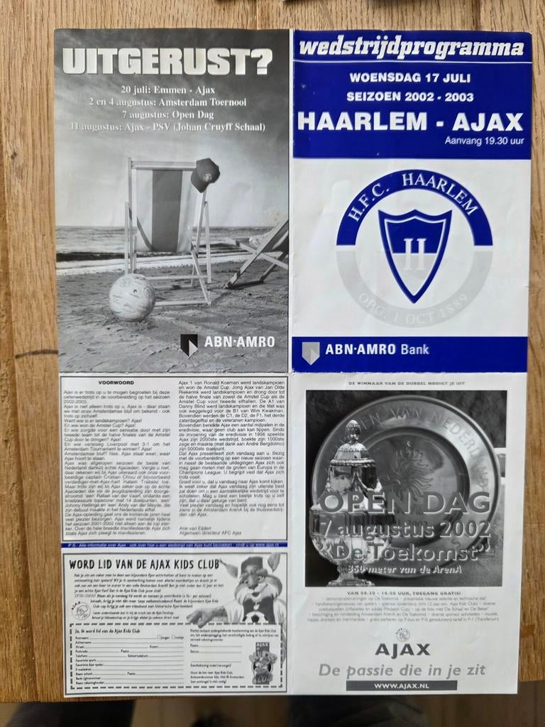 HFC Haarlem - Ajax wedstrijd programma 2002-2003, Verzamelen, Ophalen of Verzenden, Zo goed als nieuw, Ajax, Boek of Tijdschrift