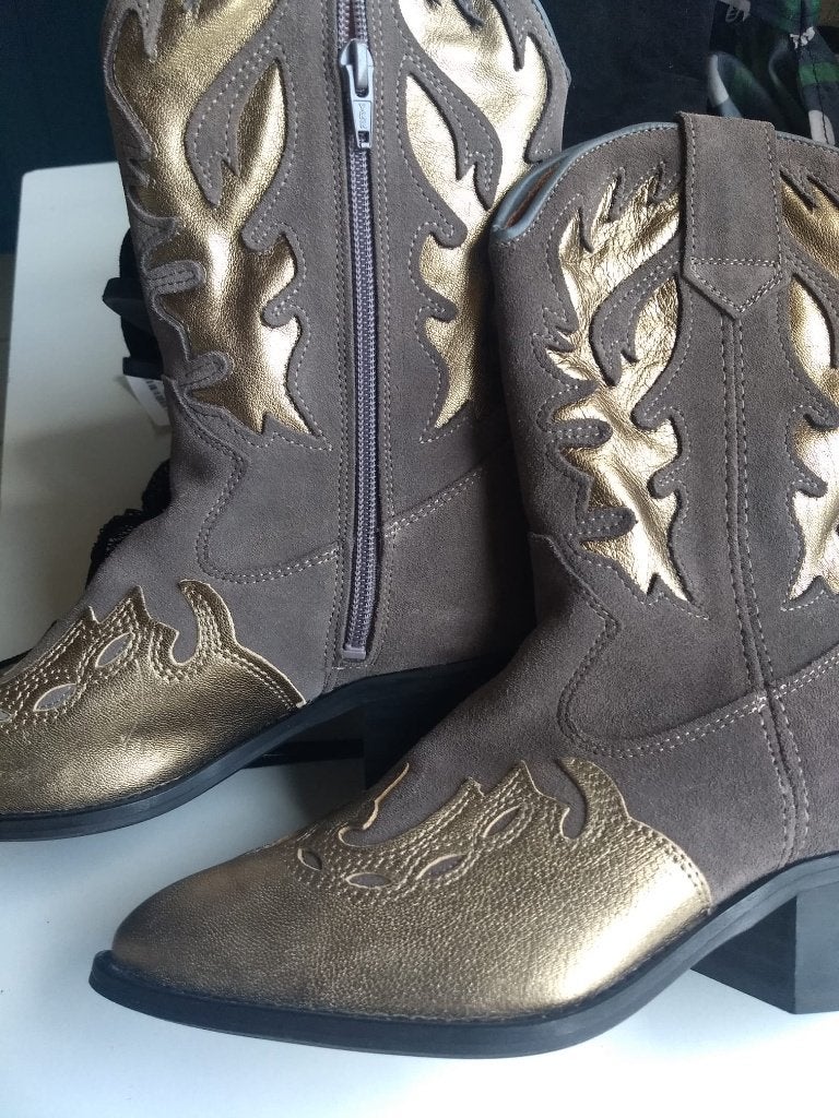 Dames cowboy,line dance laars, merk DWRS, mt 37, grijs metal, DWRS, Hoge laarzen, Overige kleuren, Nieuw