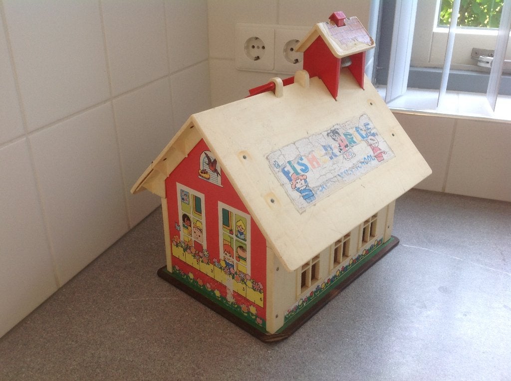 Fisher Price schoolgebouw, vintage, 923, Belgium, Ophalen of Verzenden, Gebruikt, Speelset, Met geluid