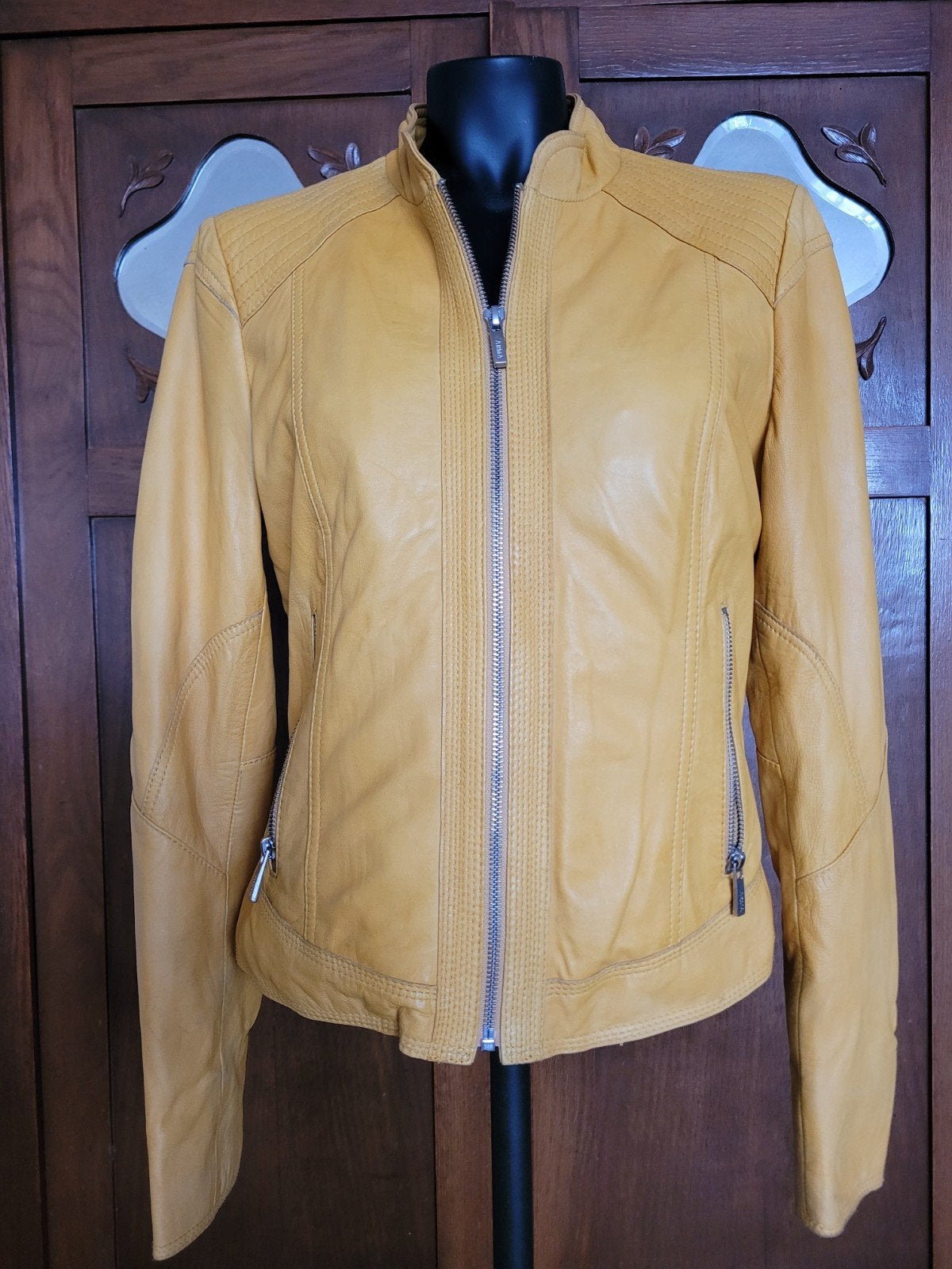 Lederen jack geel "Arma-Leder" mt40, Kleding | Dames, Ophalen of Verzenden, Zo goed als nieuw, Maat 38/40 (M), Geel