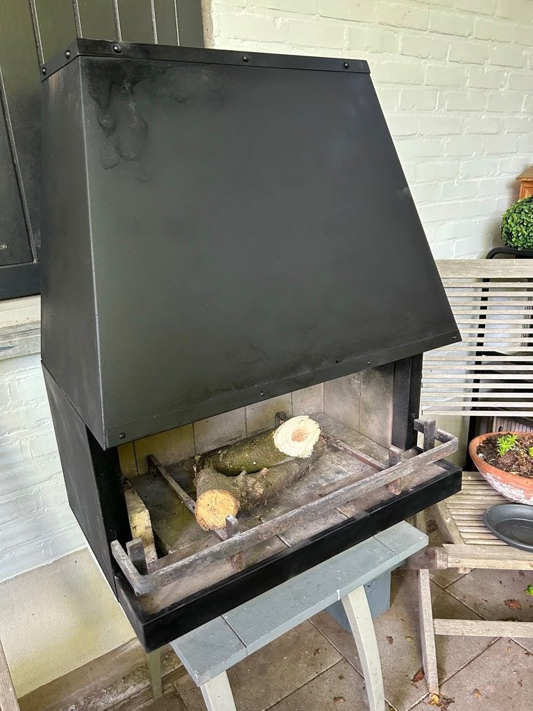 Stalen openhaard, Ophalen, Gebruikt, Vrijstaande haard, Houthaard