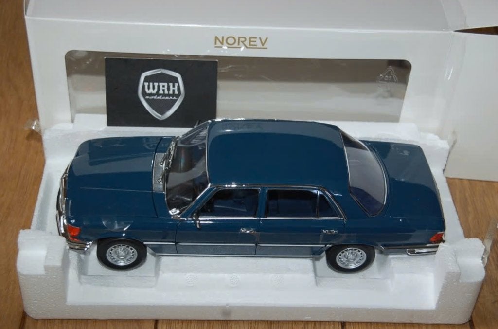 1:18 MERCEDES W116 350 SEL blue Norev 183976 in box WRH, Verzenden, Zo goed als nieuw, Auto, Norev