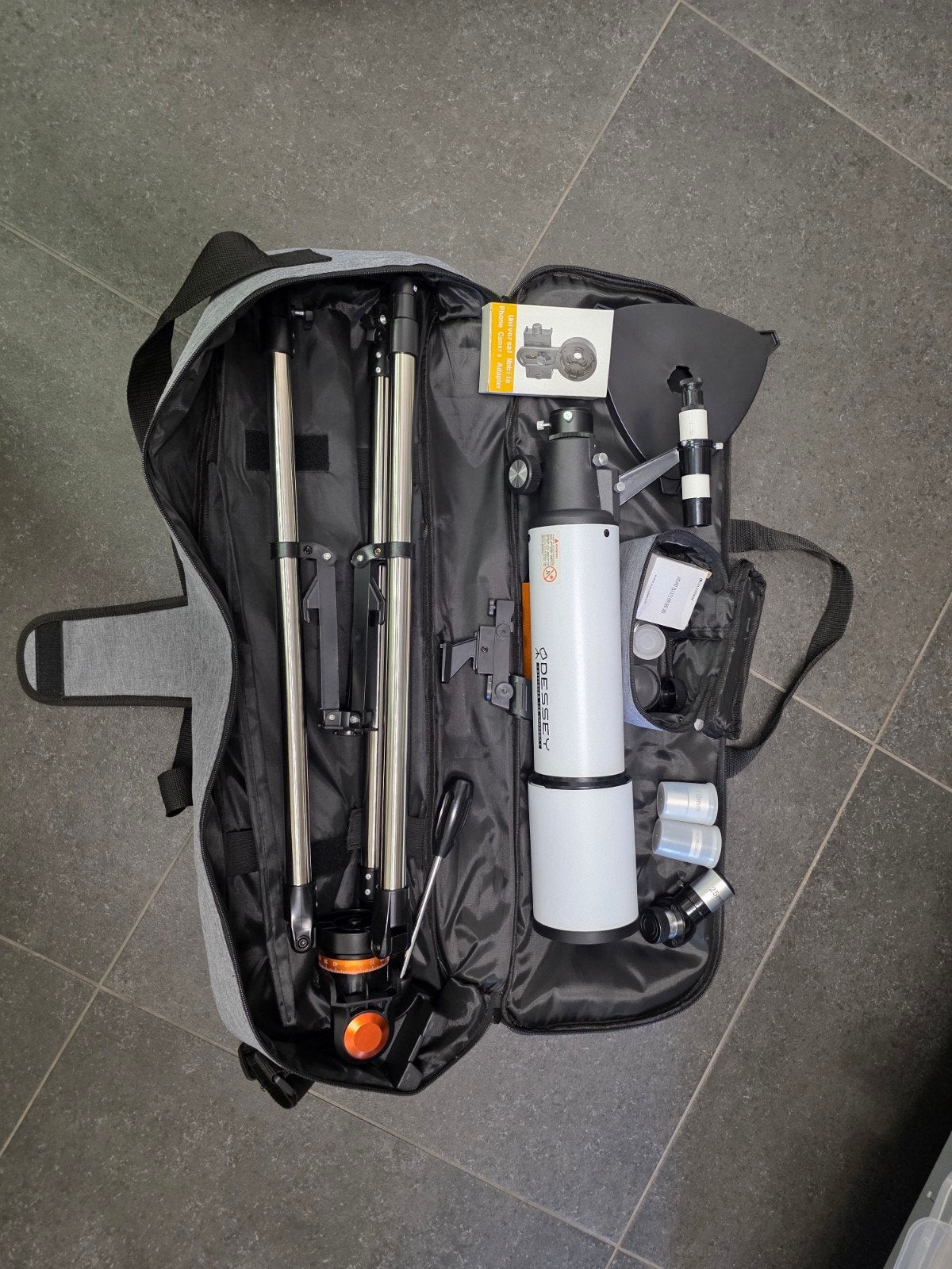 Telescoop met Statief en accessoires, Ophalen, Lenzentelescoop (refractor), 80 tot 200 mm, Met statief