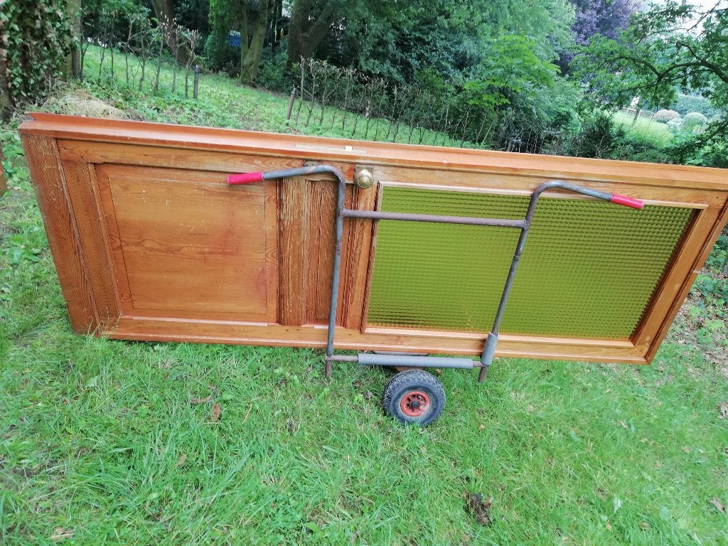 249,5hx180br Dubbele deuren met originele amberkleurig glas, Ophalen