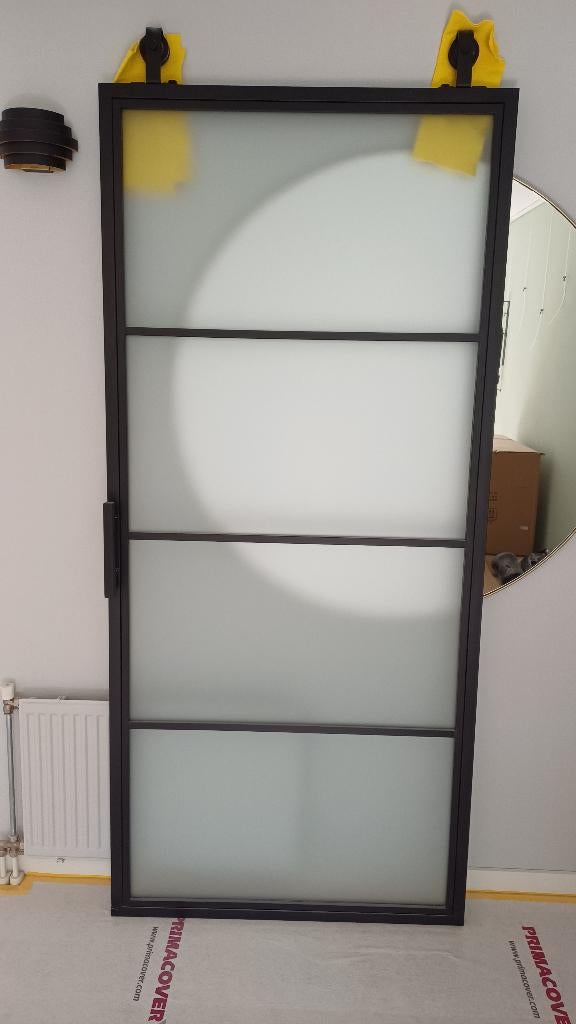 Stalen schuifdeur, Gebruikt, 215 cm of meer, Binnendeur, Schuifdeur