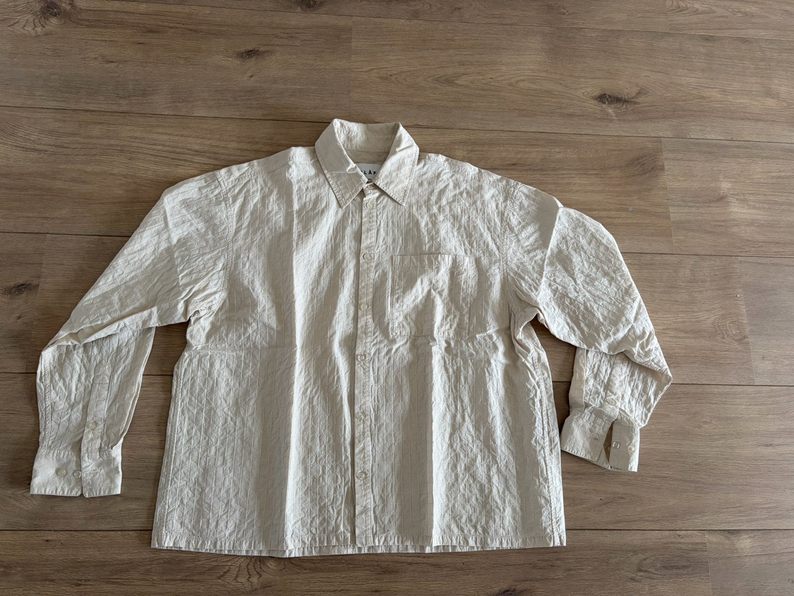 Olaf Loose Fit overhemd maat XL, Kleding | Heren, Ophalen of Verzenden, Zo goed als nieuw, Beige, Halswijdte 43/44 (XL)