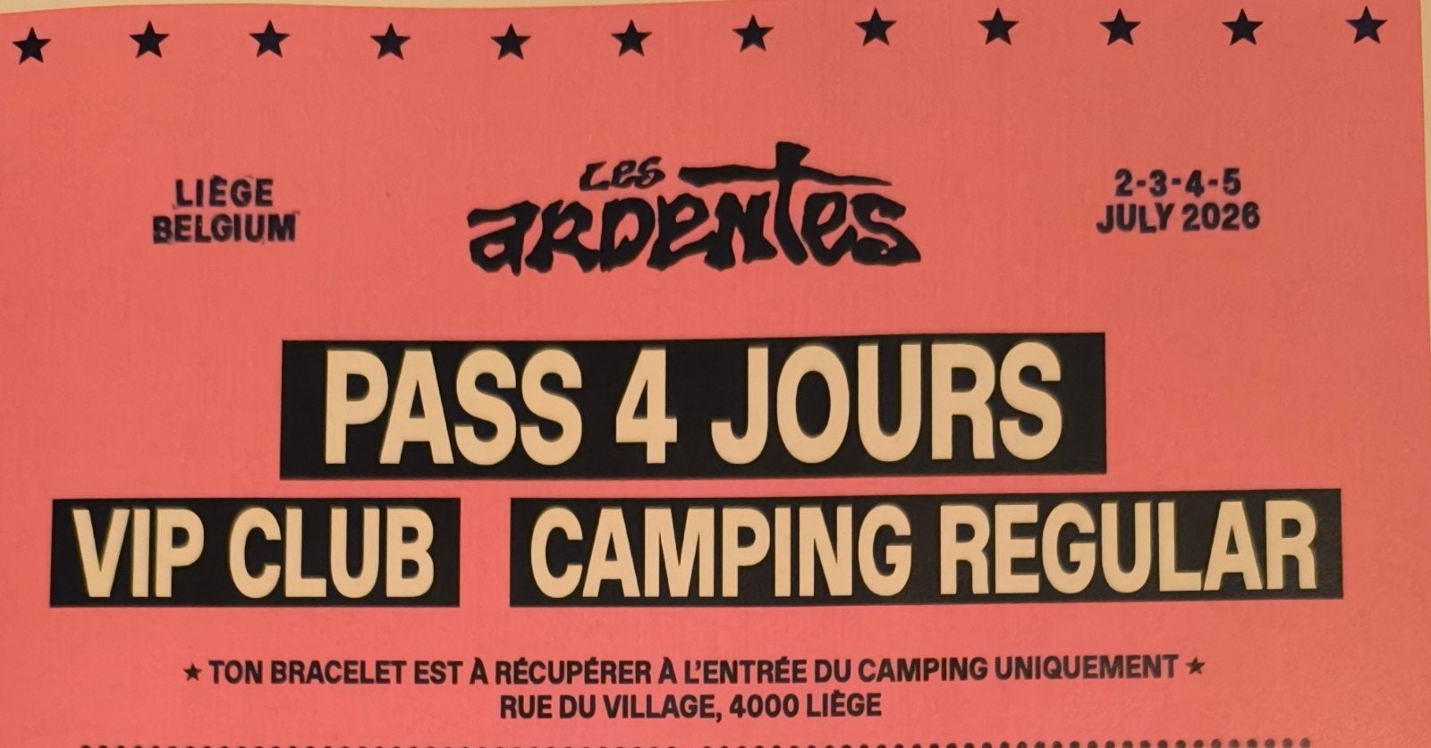2 tickets Les Ardantes 2026 – VIP + 4-daagse pas + camping, Tickets en Kaartjes, Evenementen en Festivals, Twee personen, Meerdaags