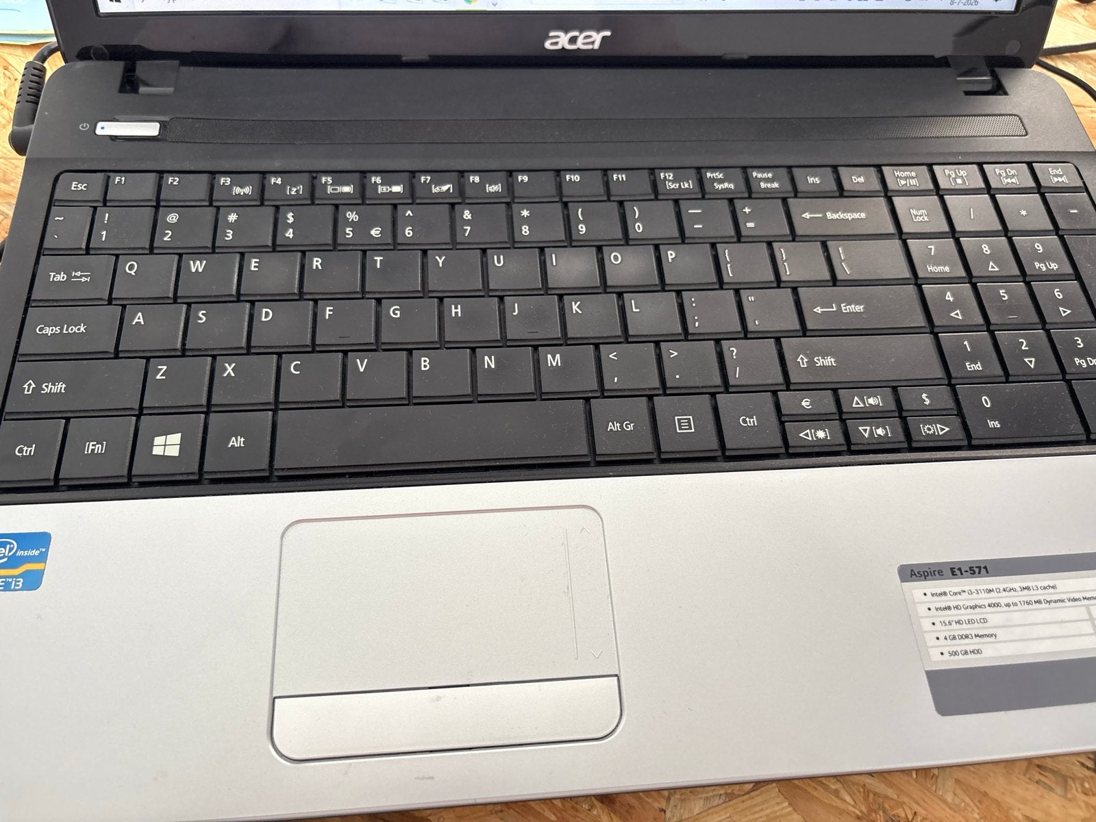 Acer Aspire E1-571 Laptop - Intel Core i3, 15.6 inch, Computers en Software, Windows Laptops, Gebruikt, HDD, Ophalen of Verzenden