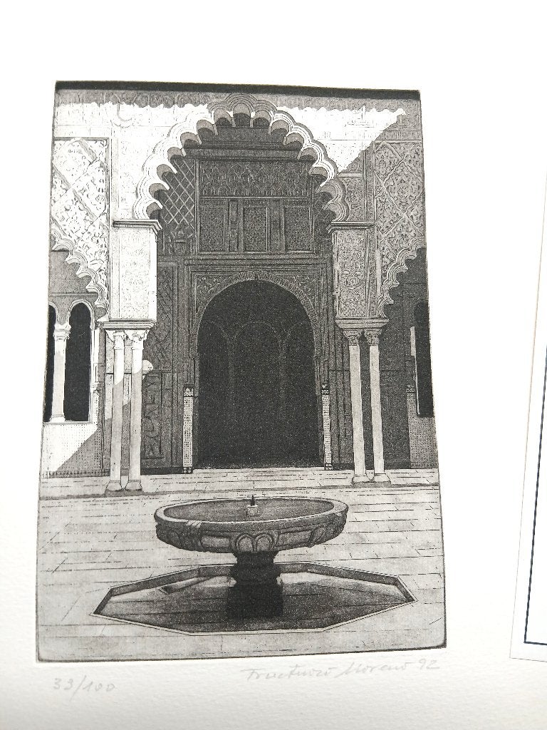 Los Reales Alcazares de Sevilla, Gesigneerd, Ophalen of Verzenden, Tekening, Klassiek