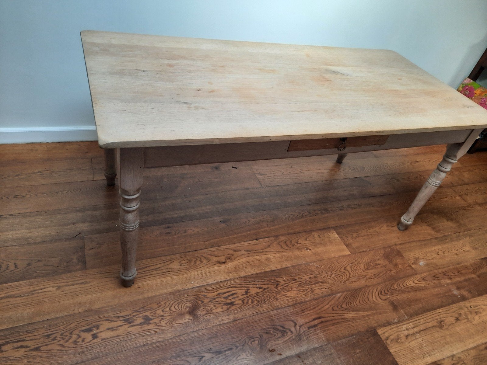 Handgemaakte eiken eettafel  d, Eikenhout, 150 tot 200 cm, Rechthoekig, 50 tot 100 cm