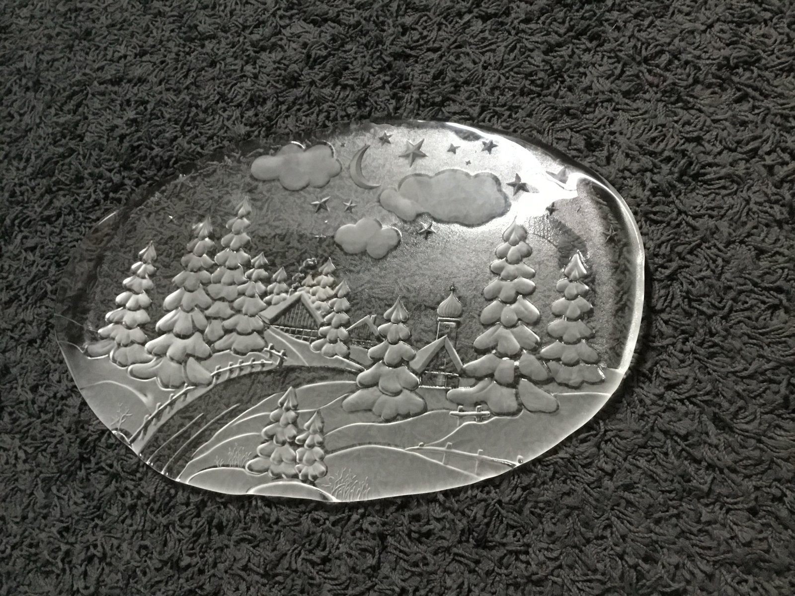 Glazen schaal met winterlandschap, Antiek en Kunst, Ophalen of Verzenden