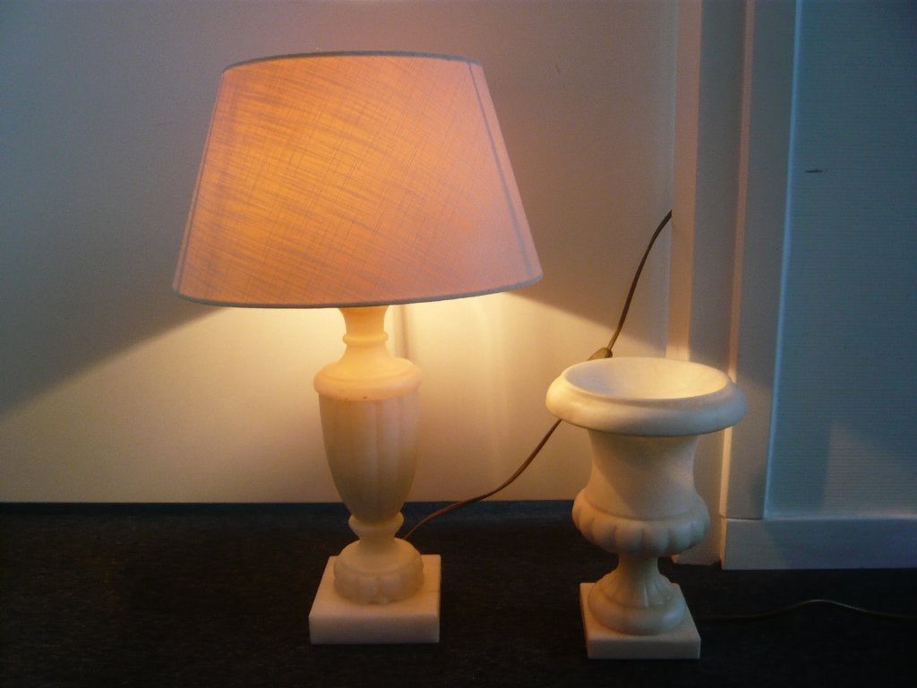 Tafellampen albast, Vintage, Met schakelaar, Natuurlijk materiaal, Overige fittingen