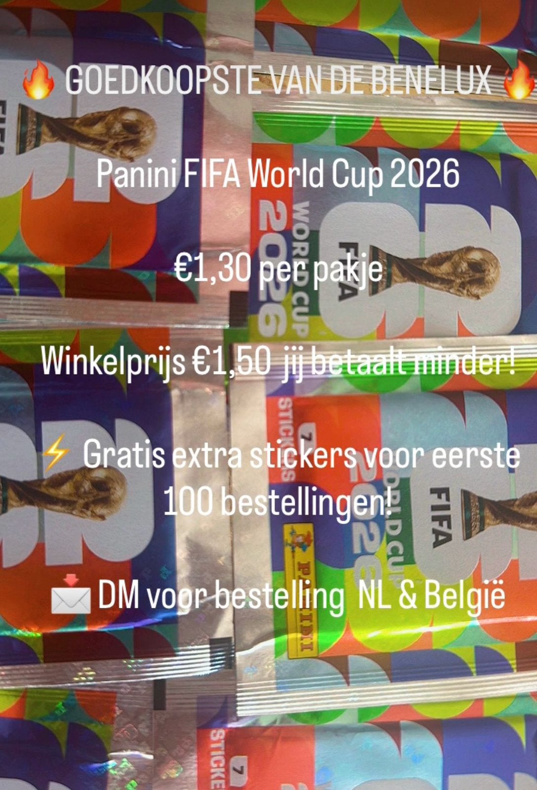 Panini WK 2026 100 pakjes, 700 stickers, Verzenden, Nieuw, Meerdere stickers