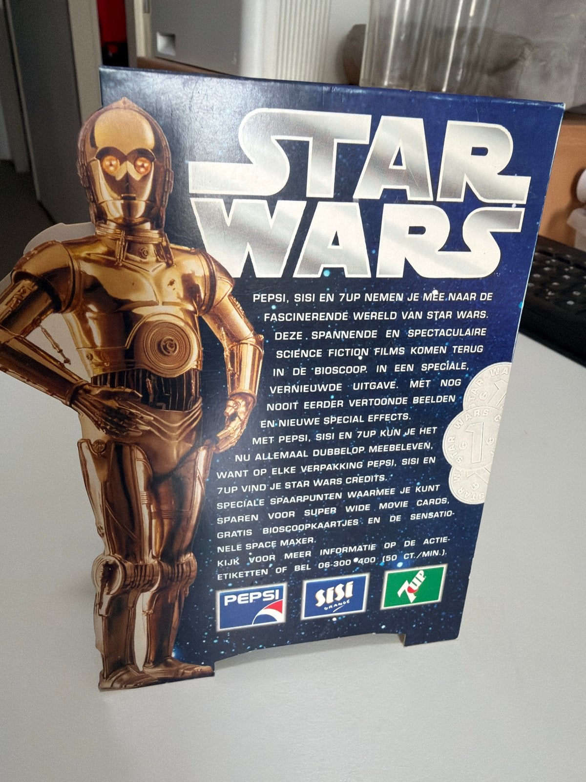 Star Wars Pepsi Sisi 7UP Display C-3PO Kartonnen Reclame, Verzamelen, Ophalen of Verzenden, Gebruikt, Overige typen