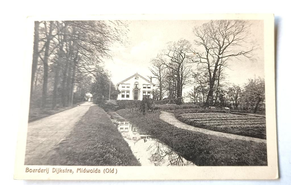 antieke  ansichtkaart - Boerderij Dijkstra - Midwolda (Old), Ophalen of Verzenden, 1920 tot 1940, Gelopen, Groningen