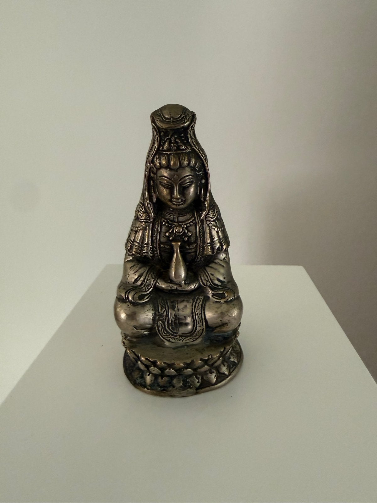 Zilverkleurig Boeddha Beeldje - Aziatische Decoratie, Zilver, Minder dan 20 cm, Ophalen of Verzenden, Handgemaakt