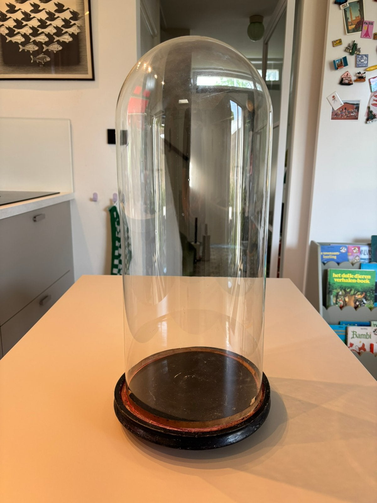 Vintage Glazen stolp 49cm, Glas, Ophalen, Gebruikt