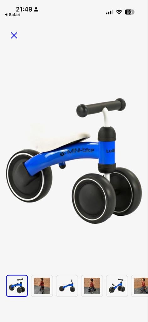 Blauwe Mini-Bike Loopfiets voor Peuters, Ophalen of Verzenden, Zo goed als nieuw, Minder dan 16 inch