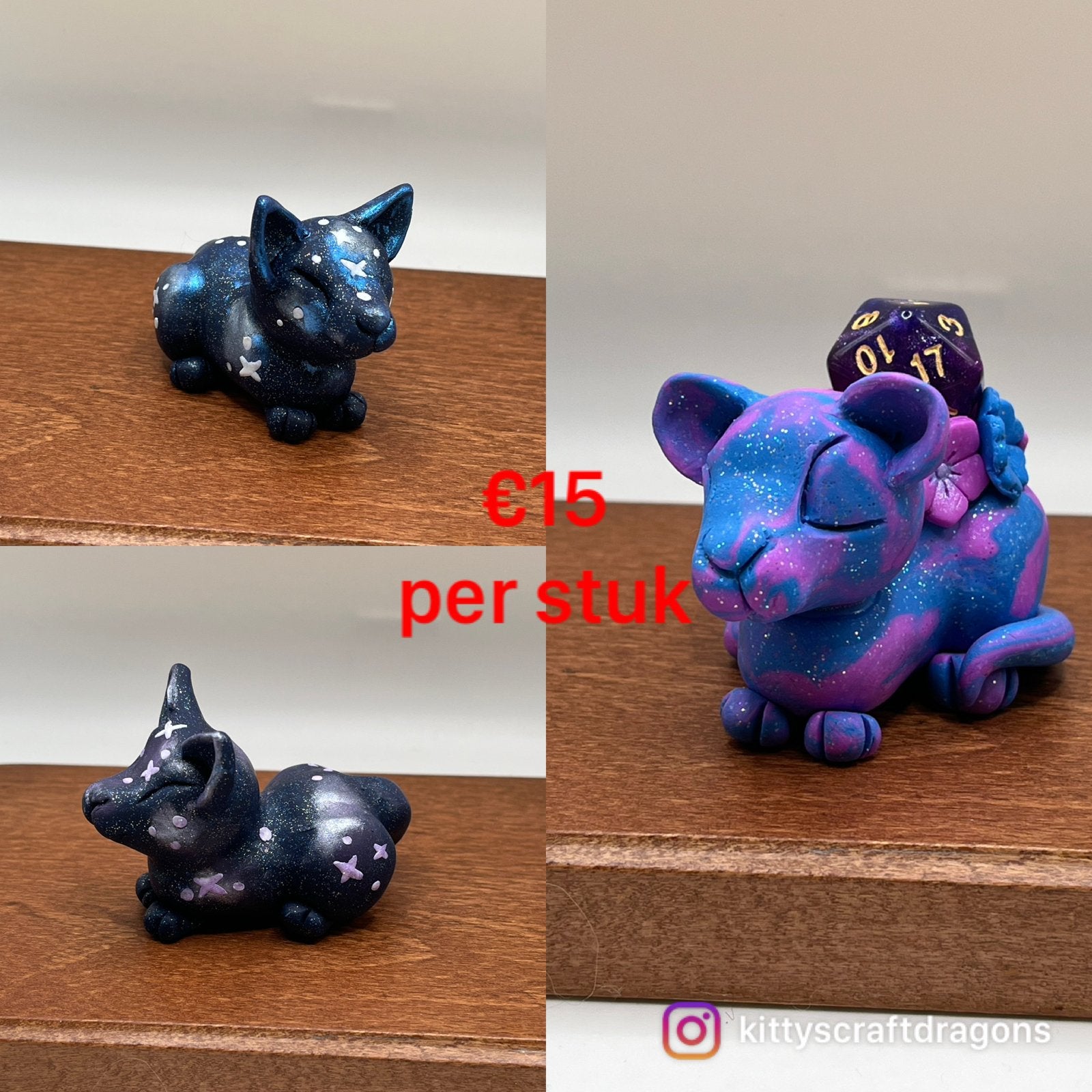 Handgemaakte klei katten - Unieke decoratie, Ophalen of Verzenden, Nieuw