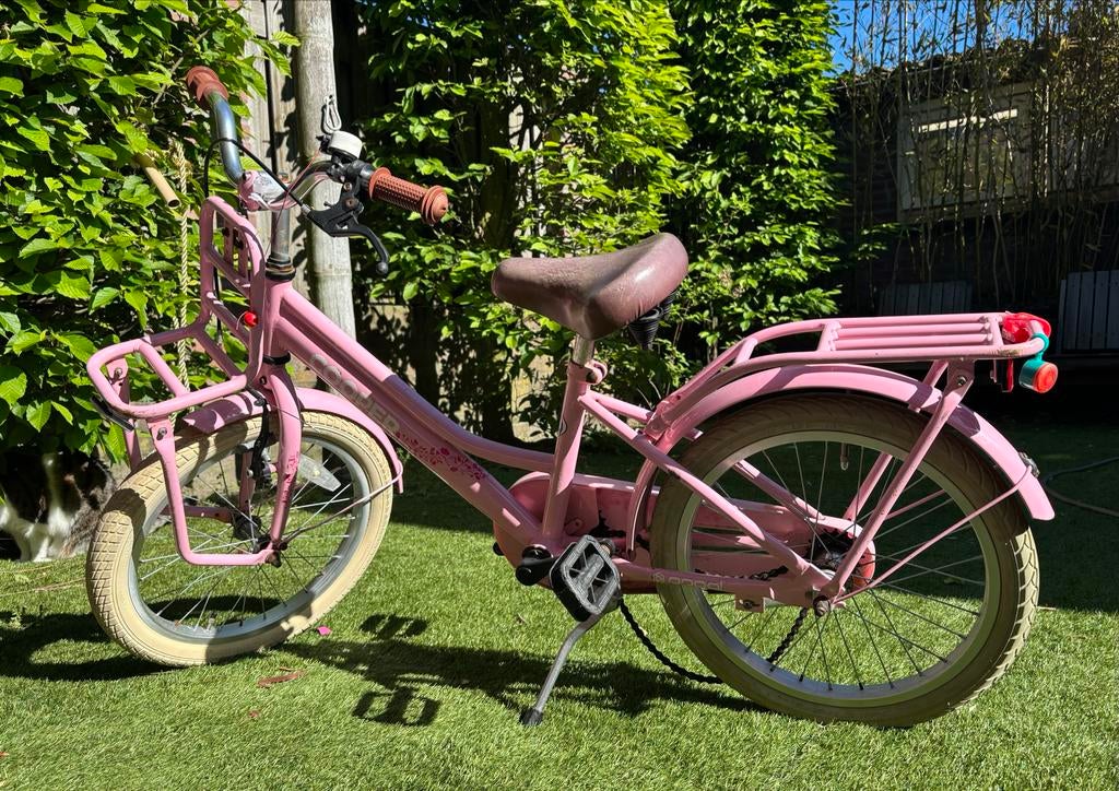 18 inch Cooper meisjesfiets - Roze, Ophalen, Gebruikt, Velgrem, 16 tot 20 inch