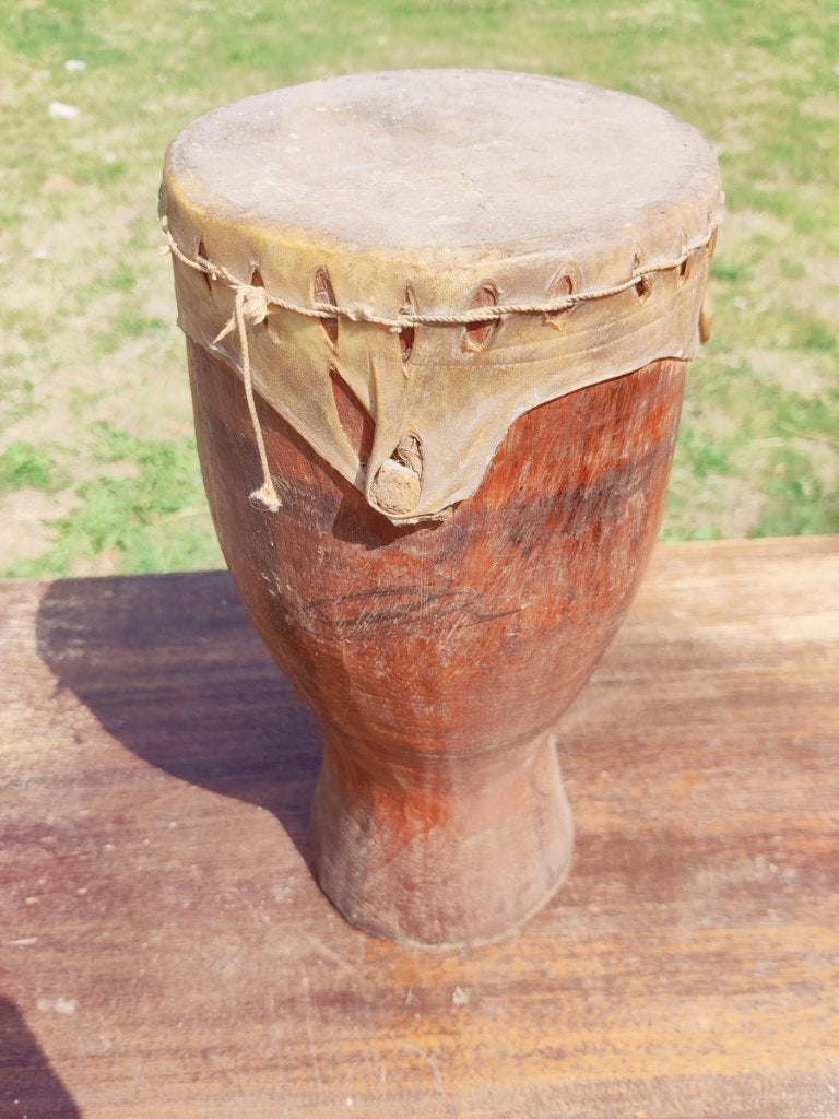 Houten Handtrommel | Decoratieve Djembe / Bongo, Muziek en Instrumenten, Percussie, Zo goed als nieuw, Trommel, Ophalen