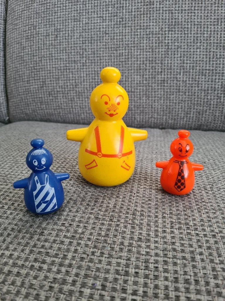 Barbapapa vintage tuimelaar duikelpop tuimelpop set, Strip- of Tekenfilmfiguur, Kunststof, Gebruikt, Verzenden