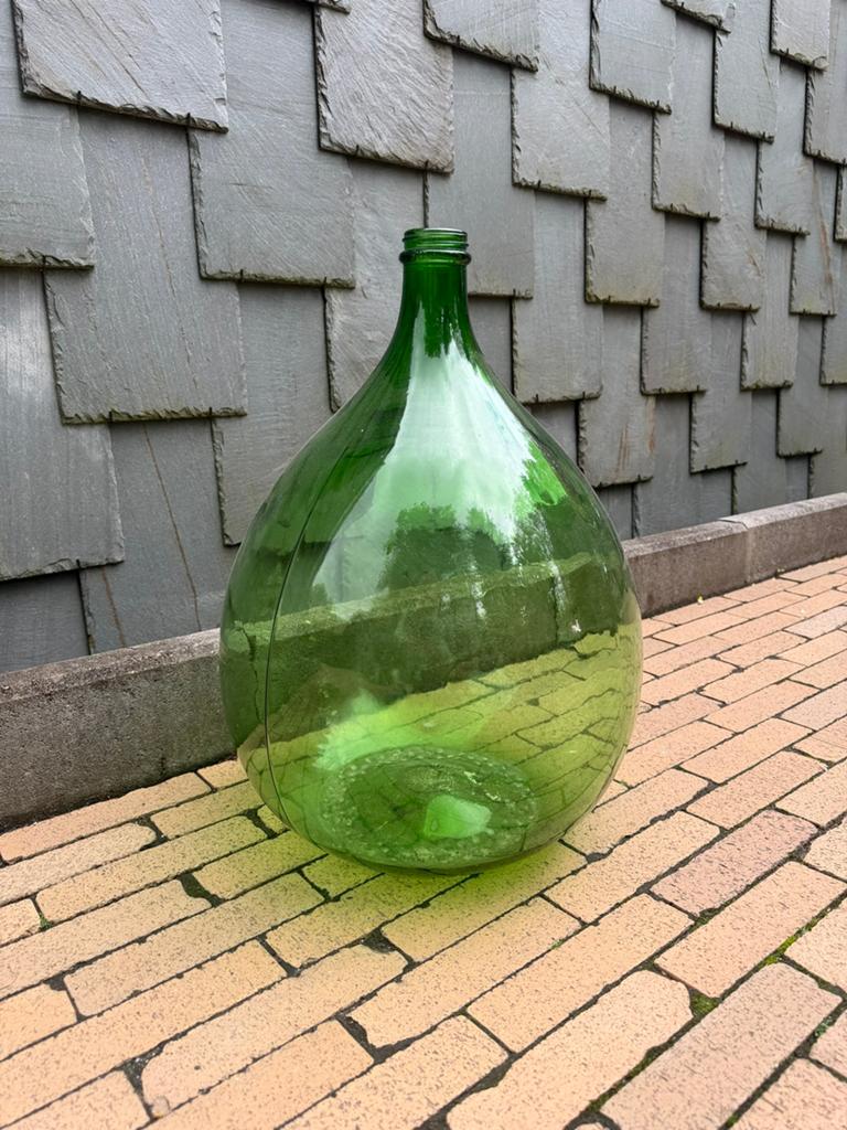 Grote vintage gistfles groen glas vaas, Ophalen, Gebruikt, Glas, Minder dan 50 cm
