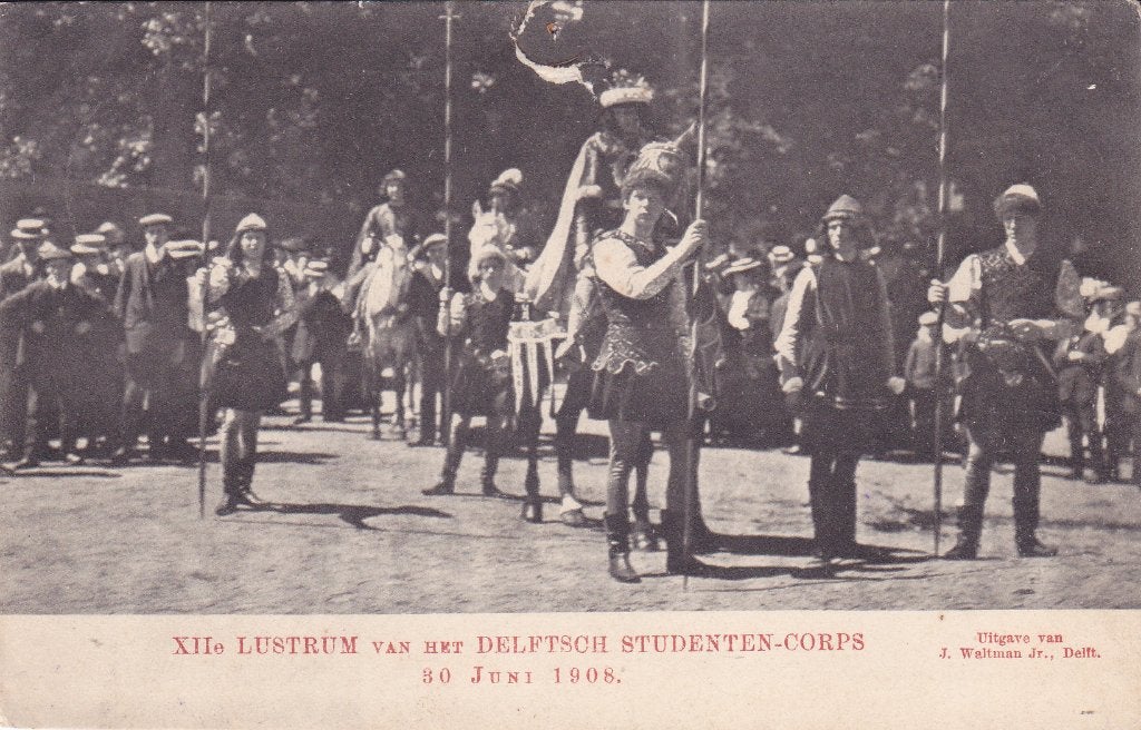 Delft. XIIe Lustrum Delftsch Studenten-Corps 1908, Verzenden, Voor 1920, Gelopen, Zuid-Holland