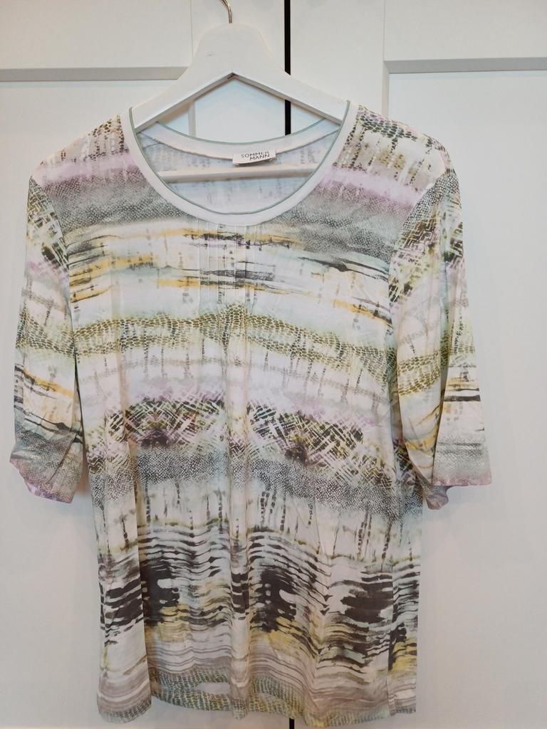 Sommermann shirt met ronde kraag en mooie print maat 44., Sommermann, Wit, Maat 42/44 (L), Ophalen of Verzenden