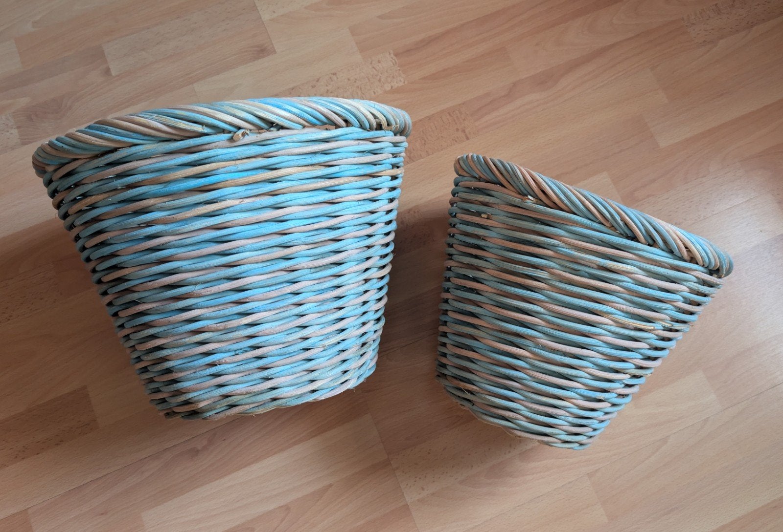 Twee stevige vintage rotan manden, Ophalen of Verzenden, Zo goed als nieuw, Rond, Riet