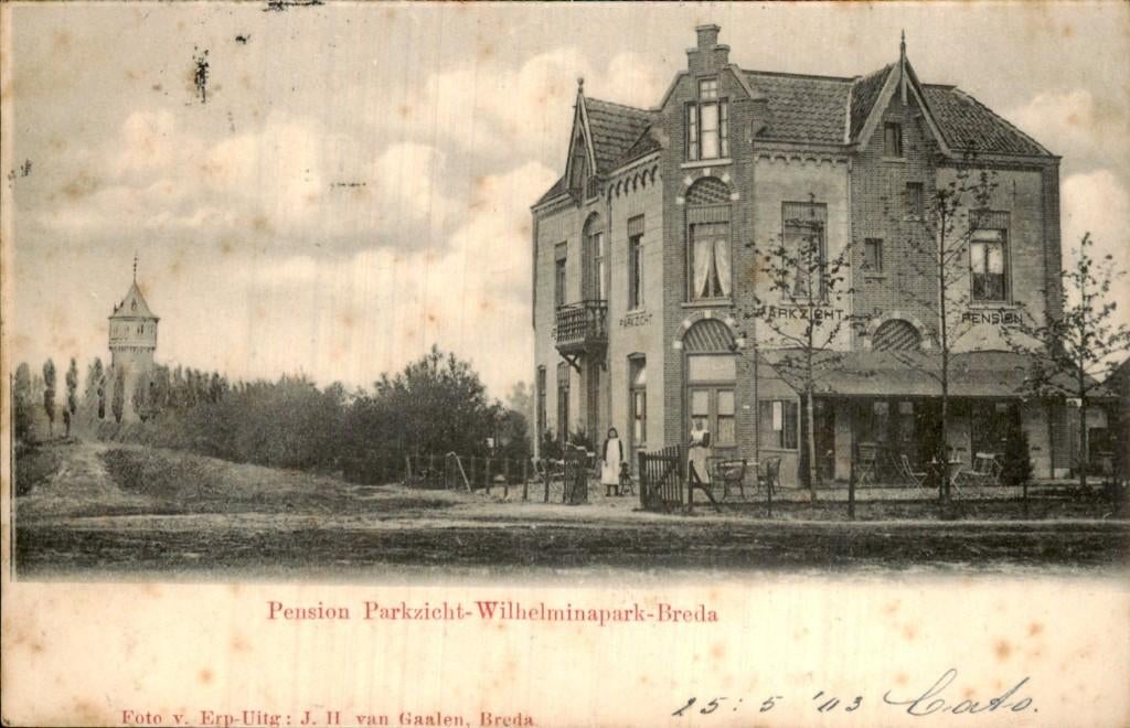 Breda - Pension - Parkzicht Wilhelminapark, Verzamelen, Ophalen of Verzenden, Voor 1920, Gelopen, Noord-Brabant