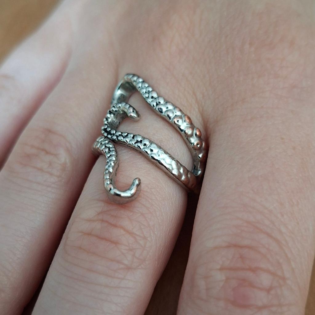 Verstelbare octopus wrap ring - Emo Gothic, Ophalen of Verzenden, Gebruikt, Zilver, Dame of Heer