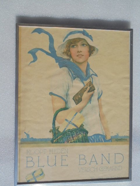 Poster "BLUE BAND"  -1927-, Met lijst, Ophalen of Verzenden, A1 t/m A3, Film en Tv