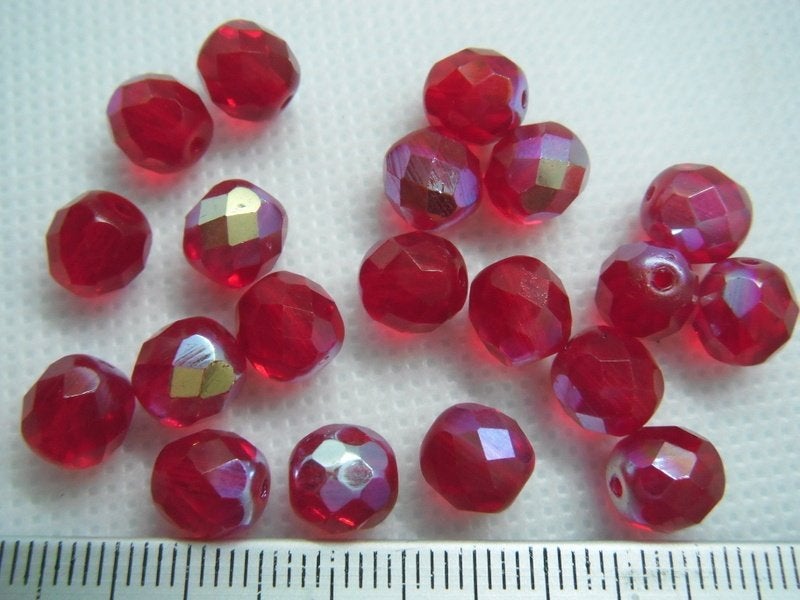 20 glas facet kralen 8mm. rood AB, Hobby en Vrije tijd, Kralen en Sieraden maken, Ophalen of Verzenden, Nieuw, Kraal