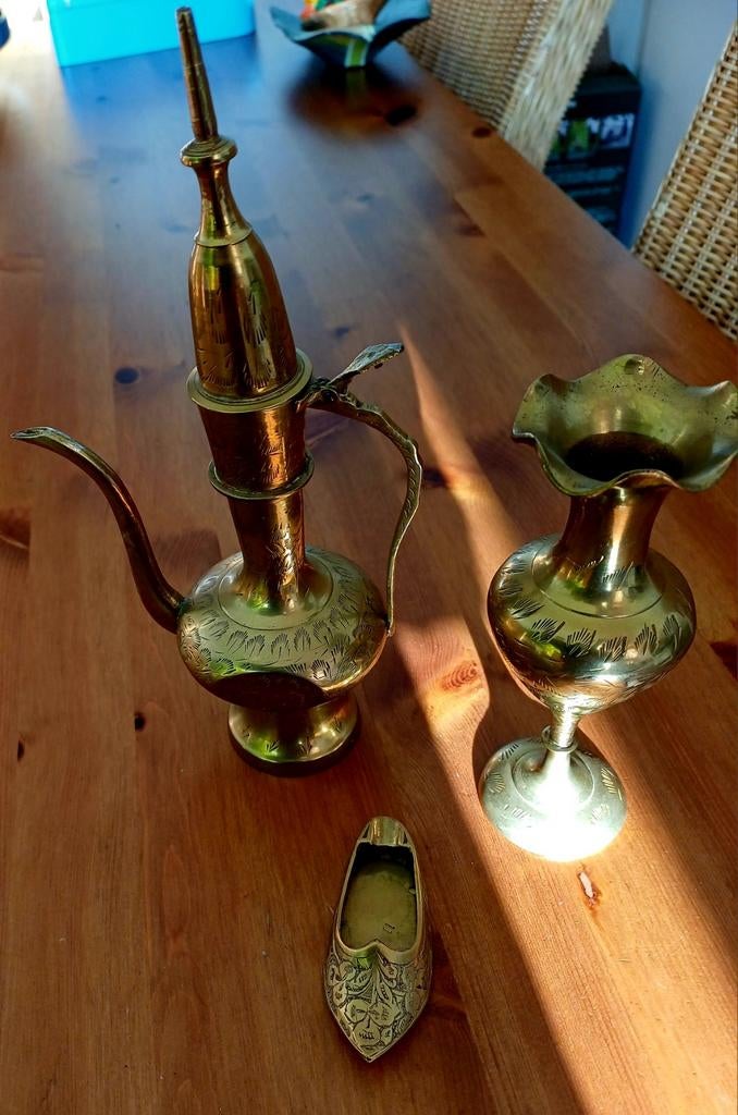 Prachtige Vintage Messing/Koper Set, Antiek en Kunst, Ophalen