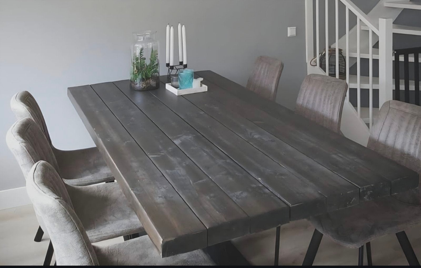 Eettafel 100x200 cm met metalen poot, zwart/donker bruin, Huis en Inrichting, Tafels | Eettafels, Gebruikt, 50 tot 100 cm, 150 tot 200 cm