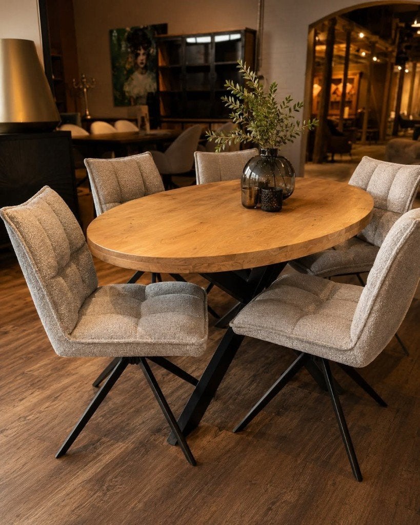 EETTAFEL MANGO 160 CM + 4X STOEL VAN €1068 NU VOOR €685,00!!, Huis en Inrichting, Stoelen, Ophalen of Verzenden, Nieuw, Overige materialen