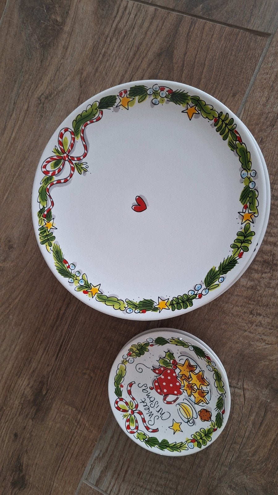 Blond Amsterdam kerstborden set - 4 grote en 2 kleine borden, Ophalen, Keramiek, Zo goed als nieuw, Bord(en)