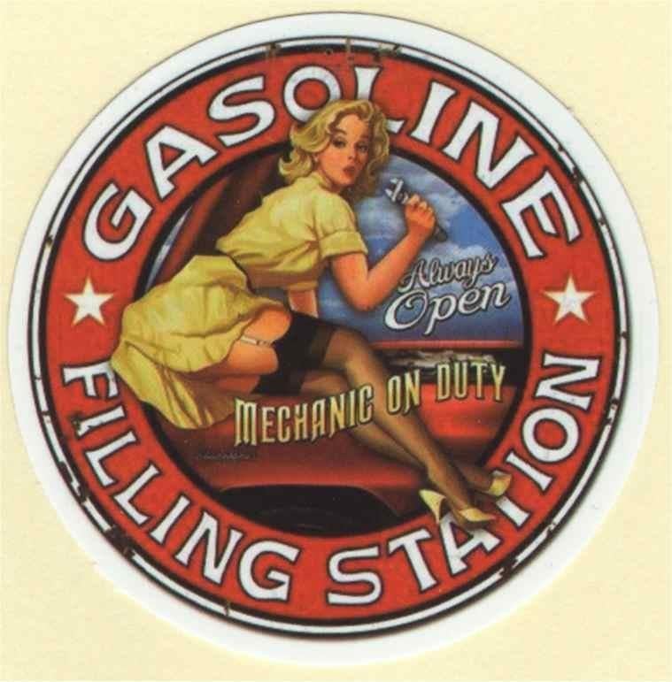 Gasoline Filling Station Pin-Up Girl sticker #144, Verzenden, Nieuw, Bedrijf of Vereniging