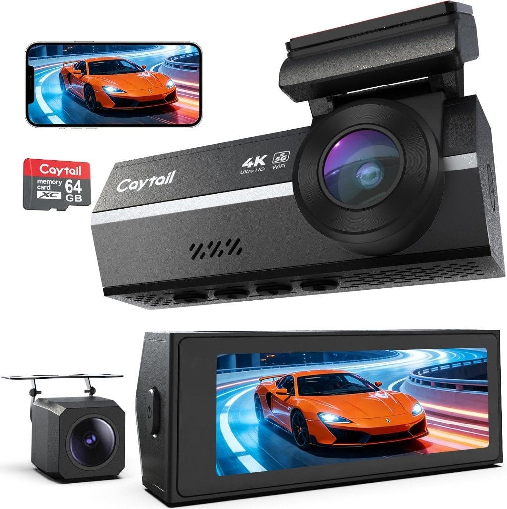 Dashcam voor auto, voor en achter, 4K + 2K met 64GB memory, Auto diversen, Ophalen of Verzenden, Nieuw