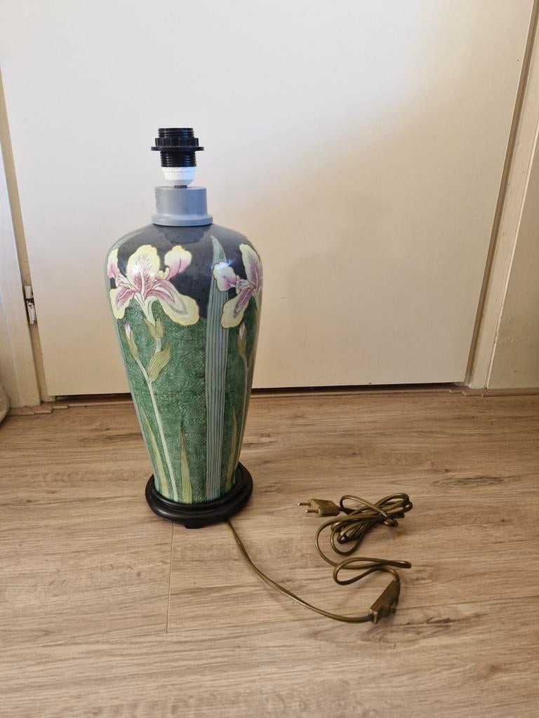 Jugendstil Art Nouveau Lampenvoet met Iris Decoratie, Antiek en Kunst, Antiek | Lampen, Ophalen of Verzenden