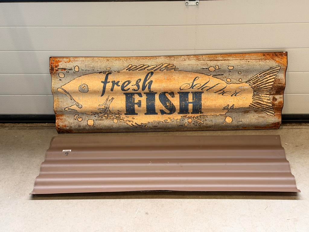 2 Vintage Wandborden – Golfplaat – Fresh Fish & Family Beach, Ophalen