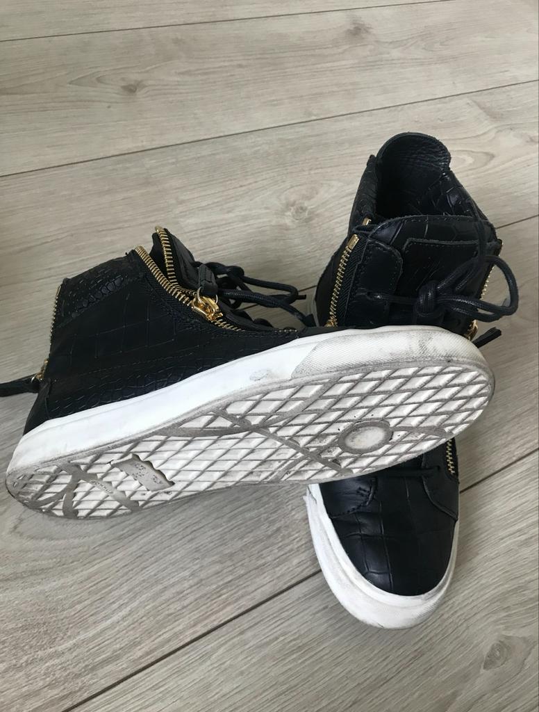 Giuseppe Zanotti High-Top Sneakers Zwart Krokodillenleer, Ophalen of Verzenden, Gedragen, Zwart, Sneakers of Gympen