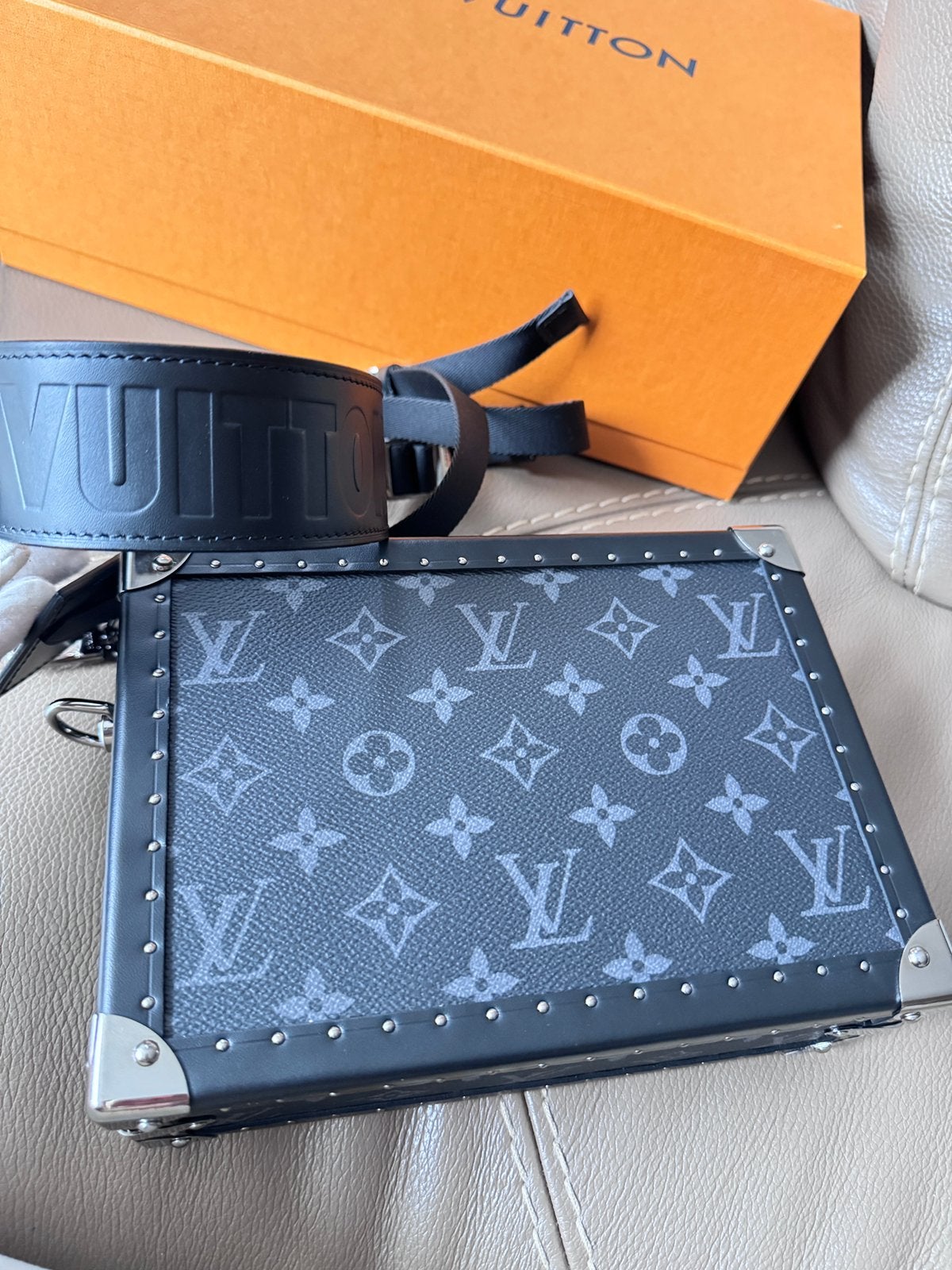 Louis Vuitton Clutch Box Monogram, Sieraden, Tassen en Uiterlijk, Ophalen of Verzenden, Zo goed als nieuw, Zwart, Leer