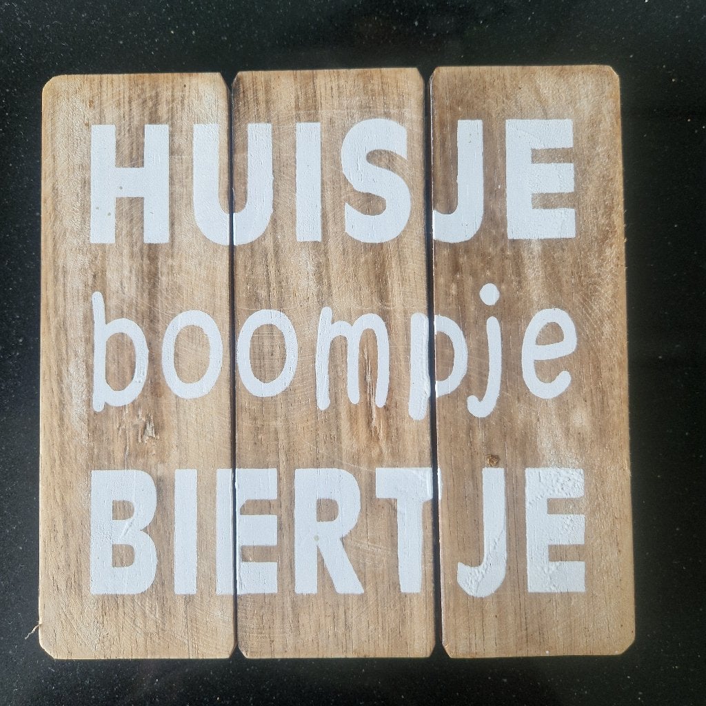 Houten decoratie "Huisje boompje biertje", Ophalen, 20 cm, Hout, Zo goed als nieuw
